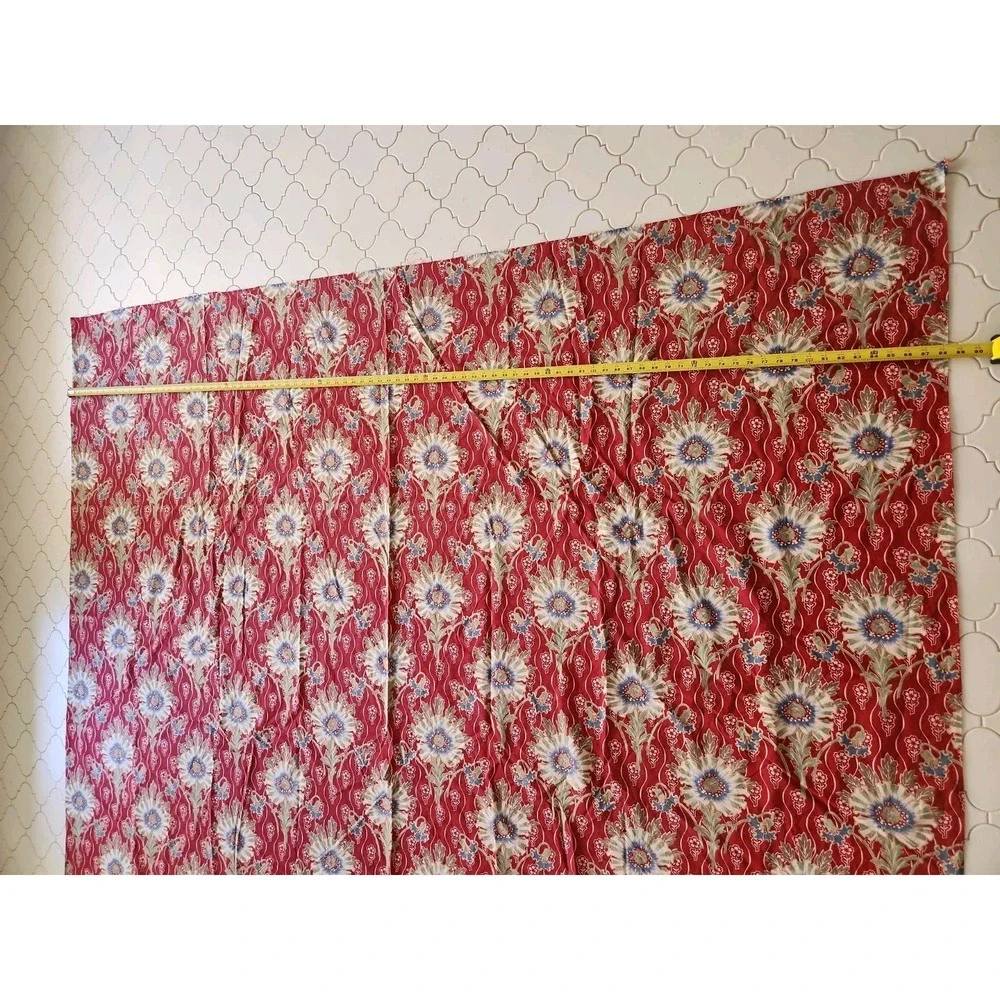 6 Sq Yds/Pottery Barn Red Blue French Art Nouveau Floral Passion Flower Fabric